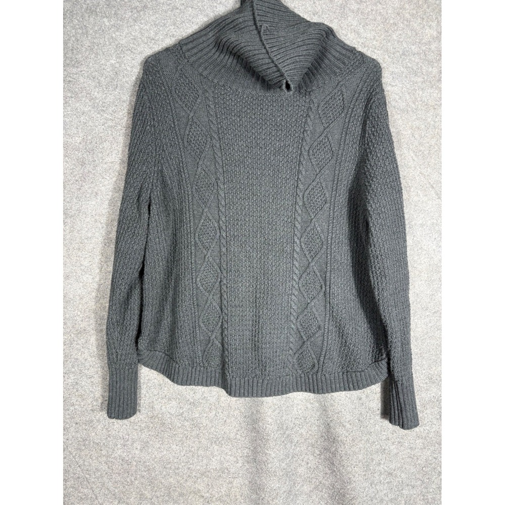 Gap Womens XL Charcoal Gray Cable Knit Turtleneck 100% Cotton Sweater 636916-03
